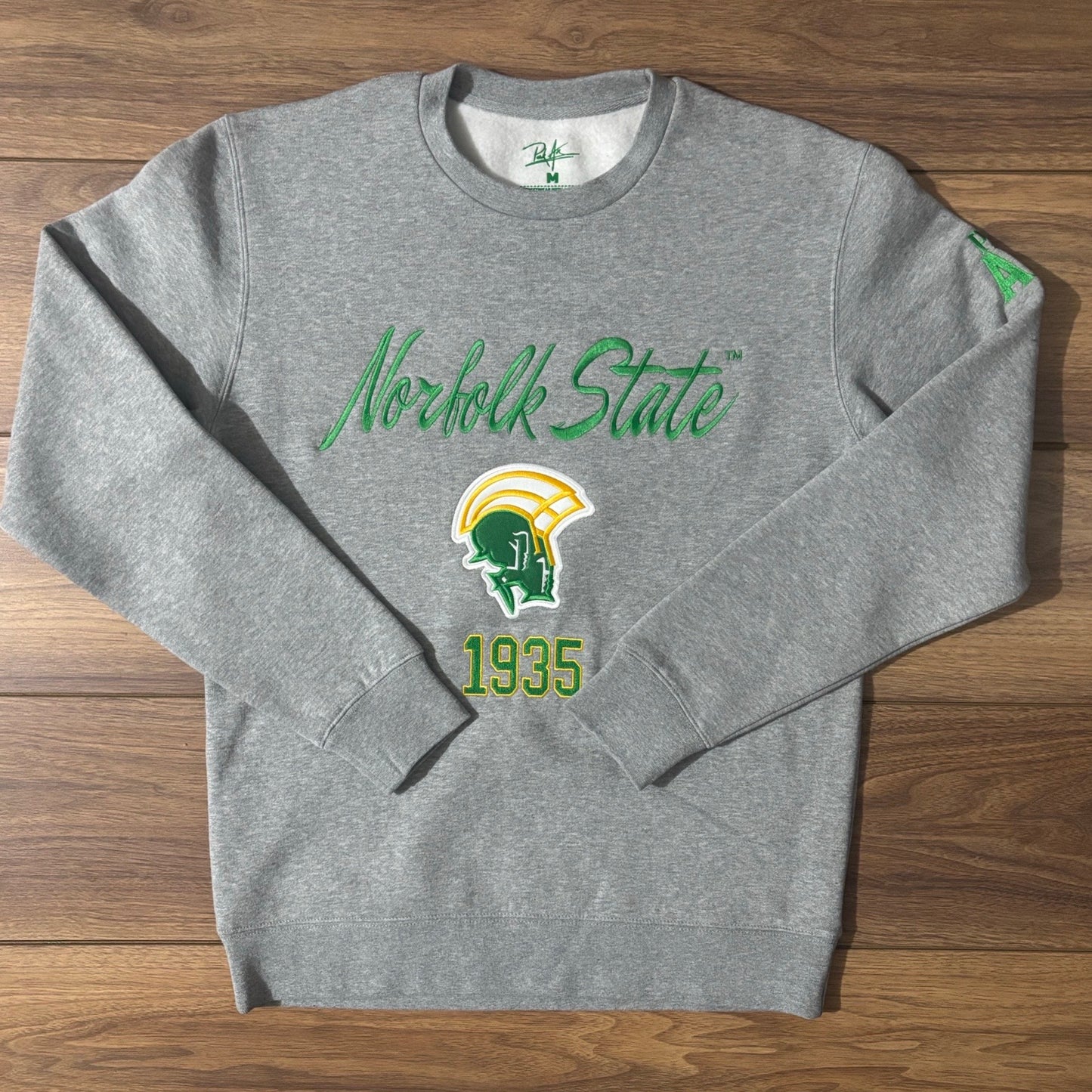 Norfolk State 1935 Crewneck – Premium Embroidered Grey Sweatshirt (Spartan Logo)