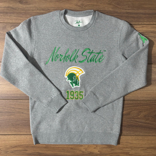 Norfolk State 1935 Crewneck – Premium Embroidered Grey Sweatshirt (Spartan Logo)