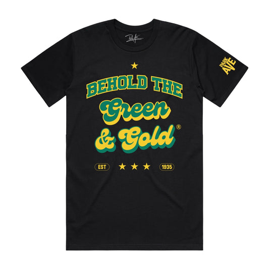 Behold The Green & Gold Tee – Black/Green/Gold