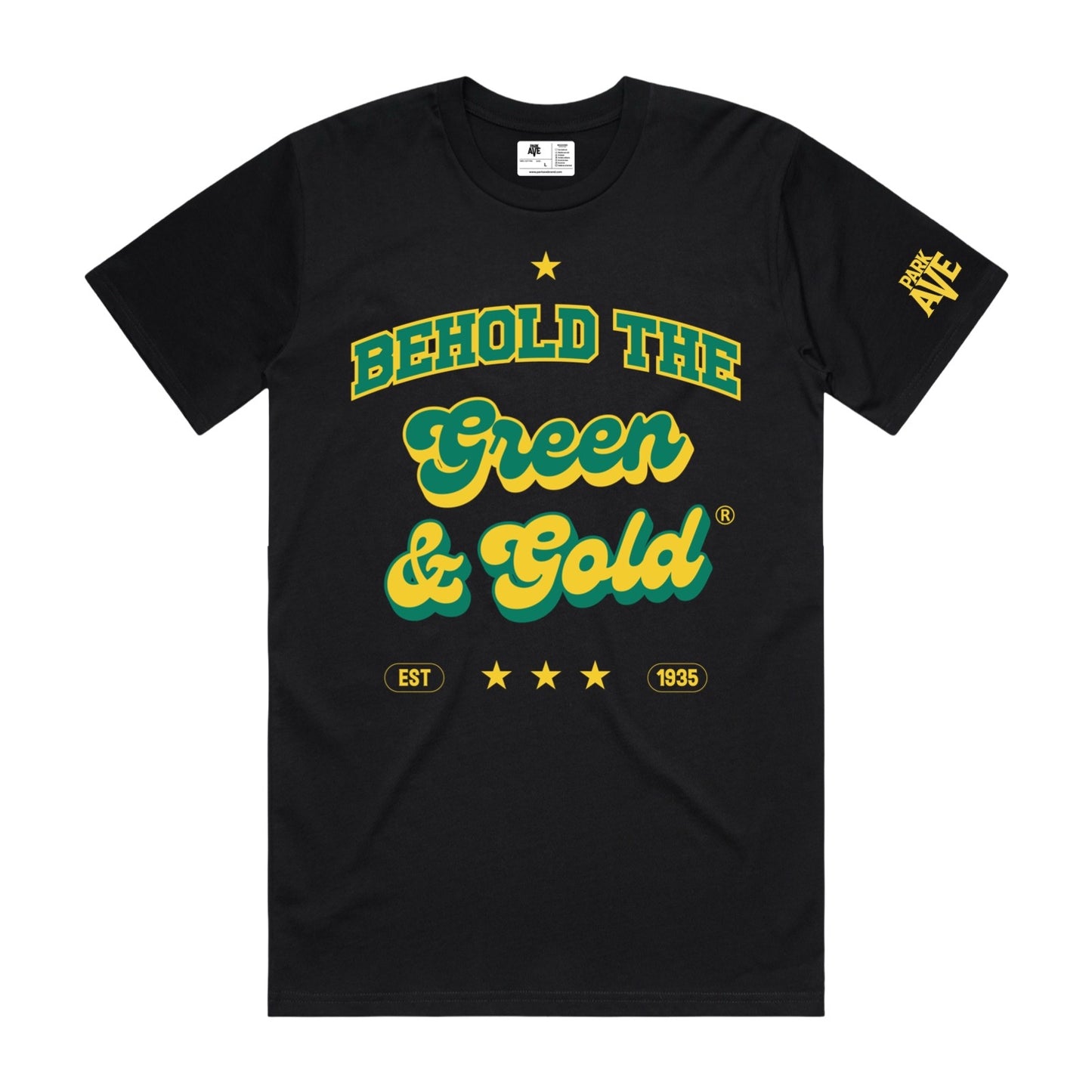 Behold The Green & Gold Tee – Black/Green/Gold