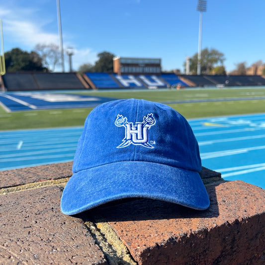 Hampton University “HU Pirate” Distressed Dad Hat – Royal/Black